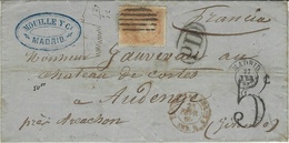 1869- Lettre De MADRID  Affr. Y&T N°88 A  + P D  + 5 C    Pour La France - Storia Postale