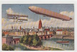 39088431 - Frankfurt Am Main, Kuenstlerkarte. Internationale Luftschiffahrts-Ausstellung.  Ein Zeppelin Flugzeug Gelauf - Frankfurt A. Main