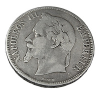 5 Francs - Napoléon III - France - 1870 A - Paris  -  Tête Laurée  - Argent - TB+ - - 5 Francs