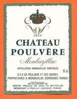 étiquette Vin De Monbazillac Chateau Poulvère1979 Centre Vinicole à Pineuilh - 75 Cl - Monbazillac