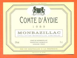 étiquette Vin De Monbazillac Comte D'aydie 1989 à Caves De Monbazillac - 75 Cl - Monbazillac