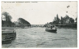 RB 1187 -  1915 Postcard - River Dee & Suspension Bridge Chester Guernsey Via London - Chester