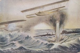 Aviation - Guerre - Dessin André Dégert Fusilier Mitrailleur - Hydravions Contre Sous-marins - 1914-1918: 1. Weltkrieg