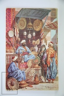 Old Illustrated Postcard Asia - F. Pelberg - In The Bazar - Printed In Germany - Perlberg, F.