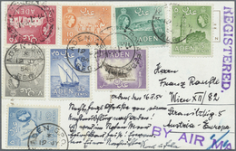 Aden: 1951/1953, Two Registered Picture Postcards With Interesting Franking To Austria - Jemen