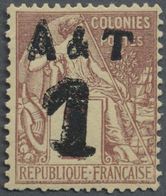 * Annam Und Tongking: 1888, 1 C. On 2 C. Red/brown Unused With Double Overprint "A & T 1". - Andere & Zonder Classificatie