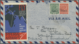 Br Bahrain: 1930's/1975: Three Airmail Covers To England Including Cover Franked 1934-37 KGV. 2a. And ½ - Bahrain (1965-...)