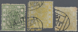 O China: 1878, Large Dragon 1 Ca (crease)., 5 Ca. Resp. Small Dragon 6 Ca. Each Canc. Black Seal "Shan - Other & Unclassified