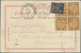 China: 1898, Coiling Dragon 1 C. Block-4 Canc. Bisected Bilingual "SHANGHAI 17 OCT 00" On Ppc (chine - Andere & Zonder Classificatie