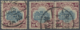 Brfst/O China: 1923-26 Hall Of Classics $20 Blue & Brown, Horizontal Pair And Single Both Cancelled By Bilin - Autres & Non Classés