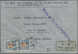 China: 1932, SYS $2 Pair Tied „SHANGHAI 5.7.26“ (July 5, 1937) To Air Mail Cover To Rio De Janeiro/B - Andere & Zonder Classificatie