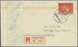 China: 1949 Silver Yuan 75th Anniv. Of U.P.U. $1 Orange-red On Registered First Day Cover, Cancelled - Altri & Non Classificati