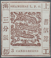 (*) China - Shanghai: 1871/72, 3 Ca. Red Brown, Official Reprint On Mesh Paper, Unused, Signed Calves. - Other & Unclassified