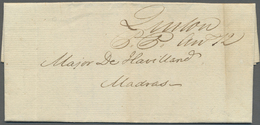 Br Indien - Vorphilatelie: 1819 (25 June) QUILON: An Early Letter With "Chilon" In Manuscript To Major - ...-1852 Vorphilatelie