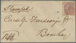 Br Indien: 1861-83 Five Covers Including 1860 QV 2a. Dull Pink Tied By Numeral "55" In BLUE To 1861 Cov - Sonstige & Ohne Zuordnung