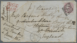 Br Indien: 1861. Envelope (small Faults) Addressed To England Bearing SG 36, 8a Carmine On Blue Glazed - Other & Unclassified