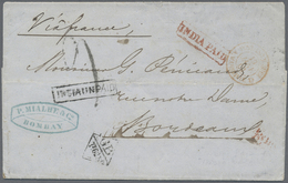 Br Indien: 1861, Bombay To Bordeaux With Red INDIA PAID For Domestic Postage Rate. Took The Following R - Autres & Non Classés