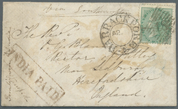 Br Indien: 1865, Small Cover With Full Contents From Barackpore To England Via Calcutta And 'via Southa - Sonstige & Ohne Zuordnung