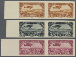 ** Syrien: 1931/1933, Airmails, 0.50pi. To 100pi., Complete Set Of Eleven Values, IMPERFORATE Left Marg - Syrie