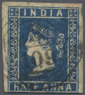 O Malaiische Staaten - Straits Settlements: 1854 India Lithographed ½a. Blue, Die I, Part Of Sheet Wat - Straits Settlements