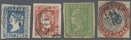 O Malaiische Staaten - Straits Settlements: 1854-55 Set Of Four Indian Stamps Used In Penang And Cance - Straits Settlements