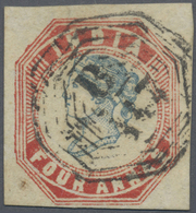 O Malaiische Staaten - Straits Settlements: 1854 India Lithographed 4a. Blue & Red, Head Die III, 4th - Straits Settlements