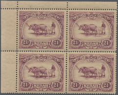 /** Malaiische Staaten - Kedah: 1919-21 21c. Mauve & Purple Top Left Corner Block Of Four, Variety WATER - Kedah