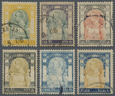 O Malaiische Staaten - Kelantan: 1905-1909: Short Set Of Six SIAM 'Temple Of Light' Stamps Used At Kot - Kelantan