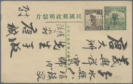 GA China - Ganzsachen: 1934, Junk 2 C. Uprated Junk ½ C. Canc. Boxed Rural Agency W. „FENGTIEN 23.6.25“ - Cartes Postales
