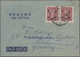 GA China - Ganzsachen: 1948, Gold Yuan $2/$100 (pair) Tied "SHANGHAI 4.12.48" To Official Airletter For - Postkaarten