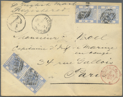 Br Hongkong: 1882, 5 C Pale-blue QV, Two Vertical Pairs, Each Stamp With Perfin "M C" (Melchers & Co.), - Andere & Zonder Classificatie