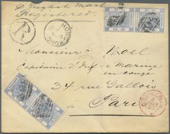 Br Hongkong: 1882, 5 C Pale-blue QV, Two Vertical Pairs, Each Stamp With Perfin "M C" (Melchers & Co.), - Other & Unclassified