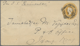 GA Hongkong: 1893. Indian Postal Stationery Envelope 2a 6p Orange Cancelled By Poona Squared Circle Add - Altri & Non Classificati