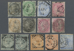 O Indien - Used Abroad: 1856/1900 (c.): Group Of 13 QV Stamps Used Abroad, With Postmarks From ADEN, B - Other & Unclassified