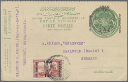 GA Irak: 1920, 1/2 An. On 20 Para Postal Stationery Questen Part With Additional Frankin 1 An. On 20 Pa - Irak