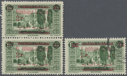 */O Libanon: 1928, 2pi. On 1.25pi. Green, Vertical Pair Lower Stamp "missing "p" In Surcharge" Mint O.g. - Lebanon
