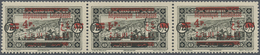 ** Libanon: 1928, 4pi. On 0.25pi. Greenish Black, Horiz. Strip Of Three, Centre Stamp Showing Variety " - Lebanon