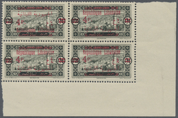 ** Libanon: 1928, 4pi. On 0.25pi. Greenish Black, Marginal Block Of Four From The Lower Right Corner Of - Liban