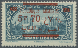 ** Libanon: 1928, 7.50pi. On 2.50pi. Greenish Blue Showing "5.70pi.", Unmounted Mint. Very Rare Variety - Libanon