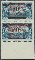 ** Libanon: 1928, "Republique Libanaise" Overprints In Red, 7.50pi. On 2.50pi. Greenish-blue, Mistakenl - Lebanon