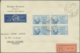 Br Syrien: 1945, President Shukri Al-Quwatli, 25pi. Blue, Imperforate Mini Sheet With Four Stamps On Re - Syria