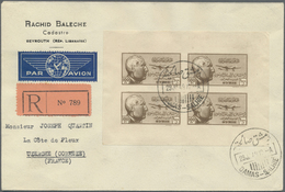 Br Syrien: 1945, President Shukri Al-Quwatli, 100pi. Brown, Imperforate Mini Sheet With Four Stamps On - Syrië