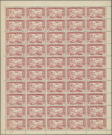 ** Syrien: 1946, 3pi. Reddish-brown, Complete Sheet Of 50 Stamps, Printed On Both Sides, Unmounted Mint - Siria