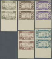 ** Syrien: 1946/1947, Airmails, 3pi. To 500pi., Complete Set As IMPERFORATE Vertical Pairs, Unmounted M - Syrie