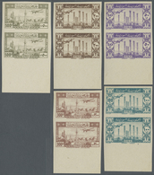 ** Syrien: 1946/1947, Airmails, 3pi. To 500pi., Complete Set As IMPERFORATE Vertical Pairs, Unmounted M - Syrië