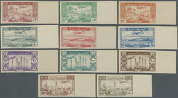 * Syrien: 1946/1947, Airmails, 3pi. To 500pi., IMPERFORATE, Complete Set Of Eleven Right Marginal Valu - Syrie