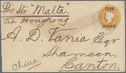 GA China - Incoming Mail: INDIA, 1905. Indian Postal Stationery One Anna On 2a 6p Orange Cancelled By B - Other & Unclassified