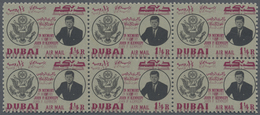 ** Dubai: 1964, Death Anniversary Of John F. Kennedy 1¼r. With DOUBLE PRINT Of Red Inscriptions In A Pe - Dubai