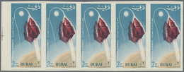 ** Dubai: 1964, Space Travel 2np. 'Spacecraft' With DOUBLE PRINT Of SPACECRAFT In An Imperf. Strip Of F - Dubai