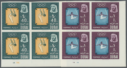 ** Dubai: 1964, Olympic Games Tokyo Imperforate, 1np. To 1r., Complete Set Of Ten Values As Plate Block - Dubai